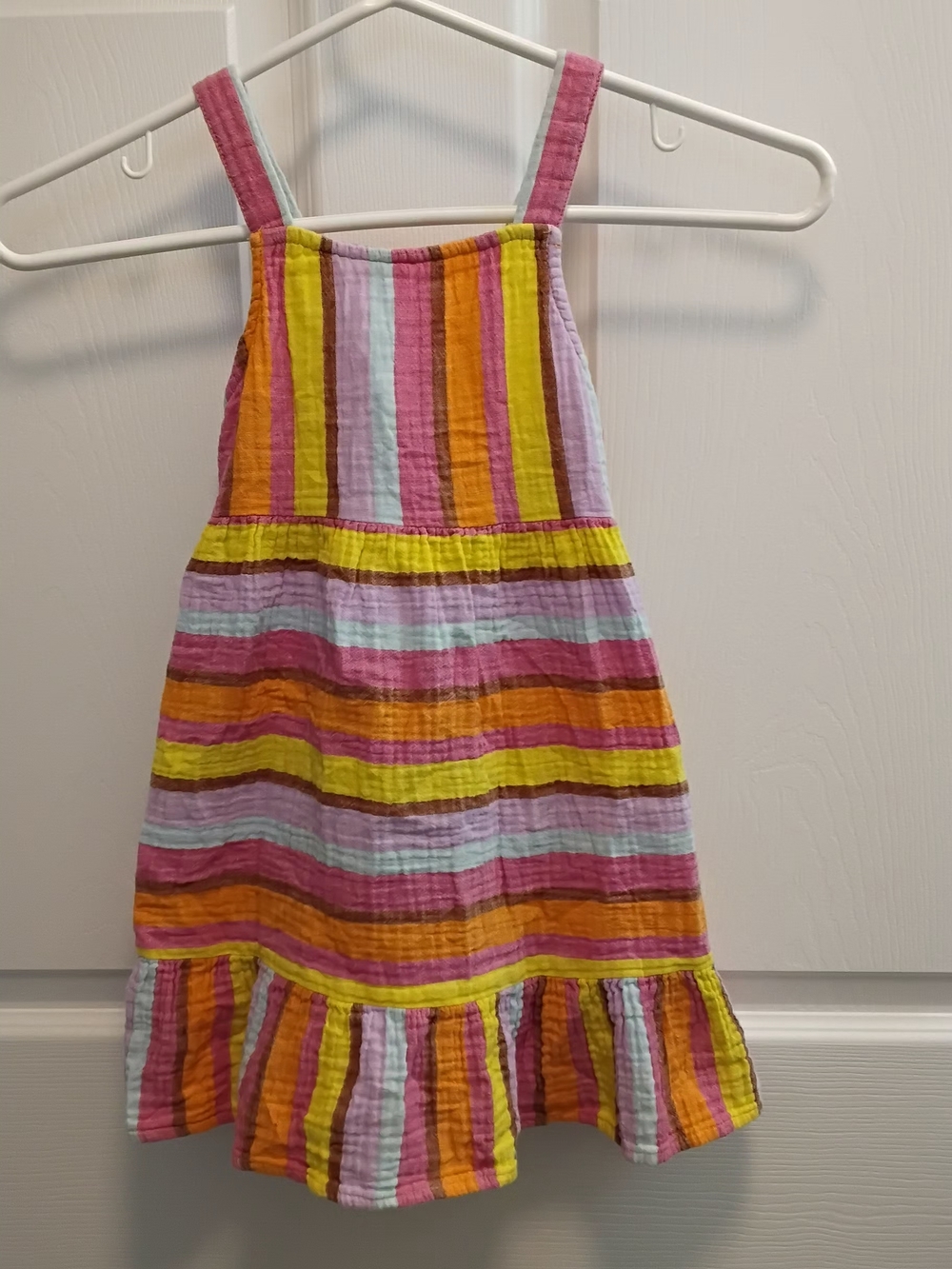 Colorful Striped Sundress - Pink, Yellow, Orange, Light‎ Blue